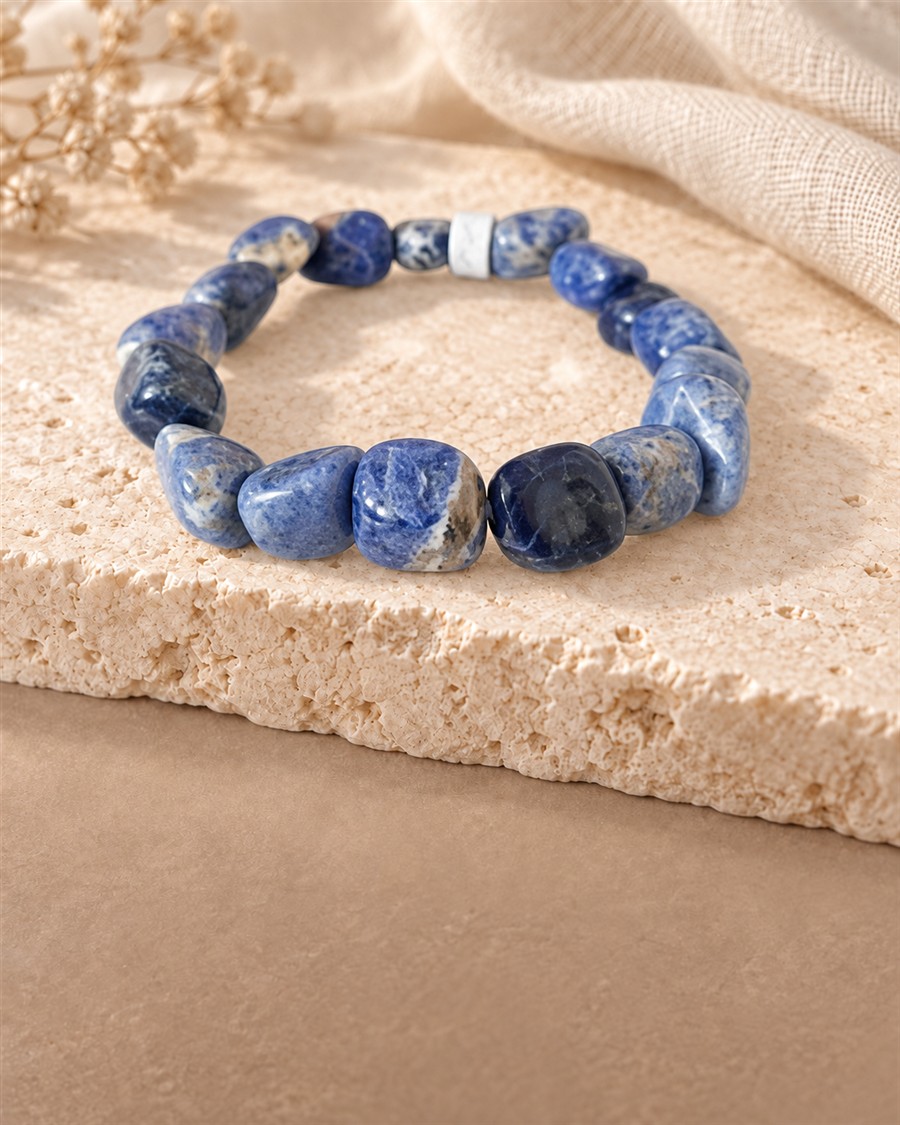 Armband Nr. 10 – Die Farben des Meeres auf hellem Naturstein
